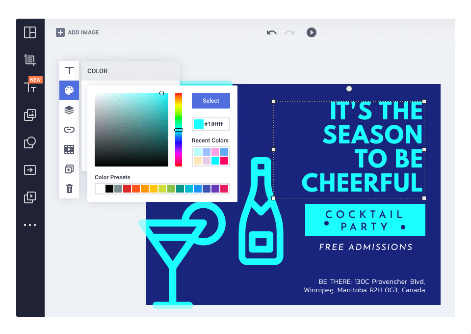 Drag and drop online design editor